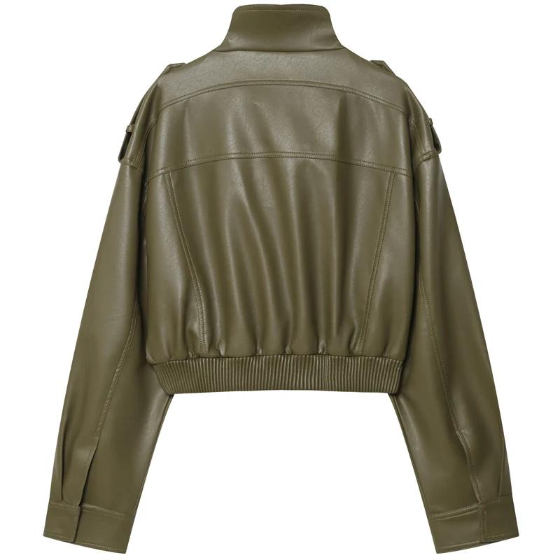Veste femme veste simili cuir vert femme Demi-saison veste d'extérieur femme automne nouveau dans ma