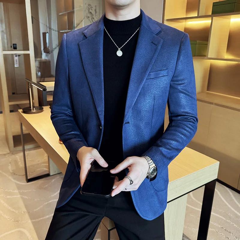 Blazer en daim à boutonnage simple pour hommes, veste à la mode, coupe couvertes, veste trempée, rob