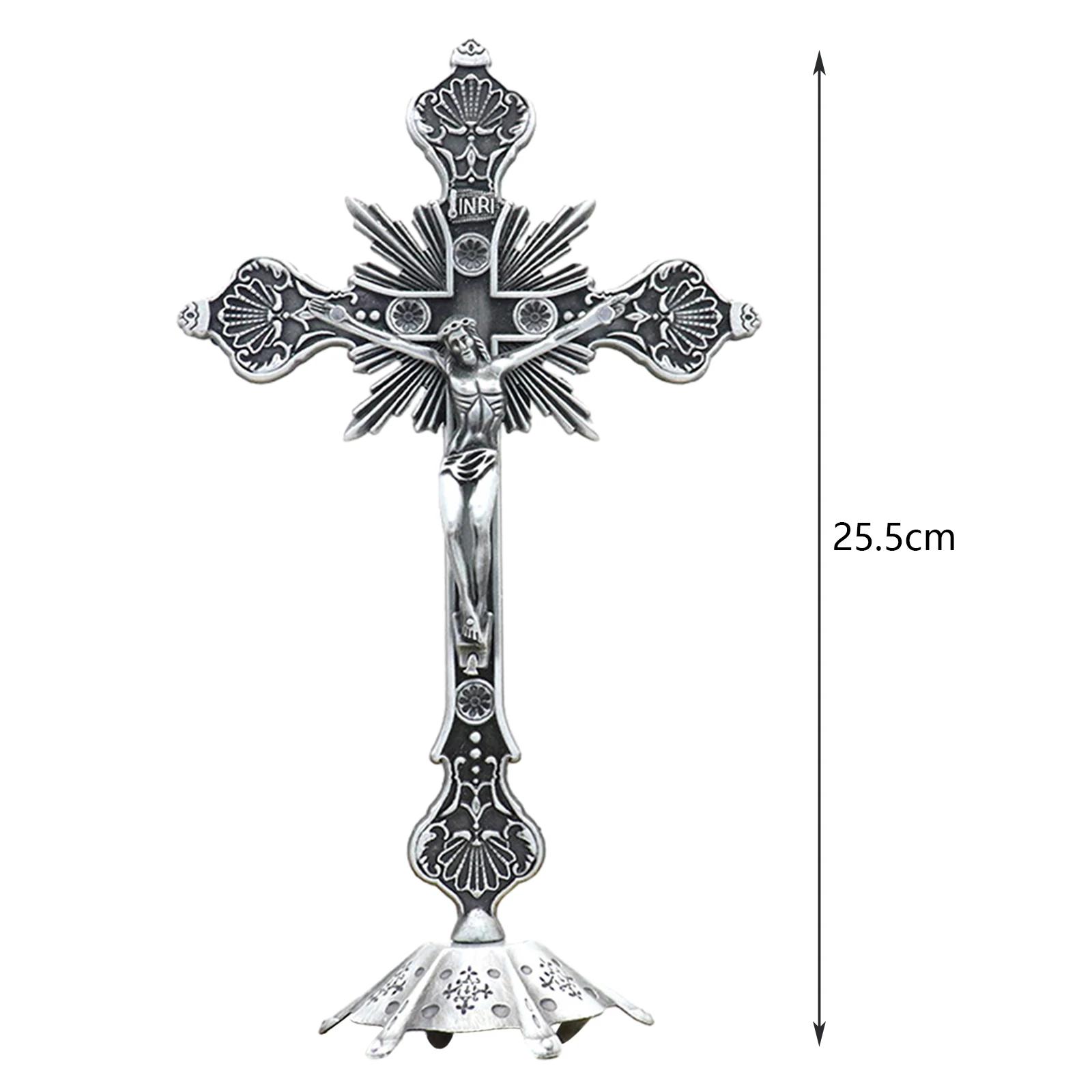 Sculpture de Crucifix de jésus, Statue de croix de jésus, Figurine catholique, Crucifix debout pour 