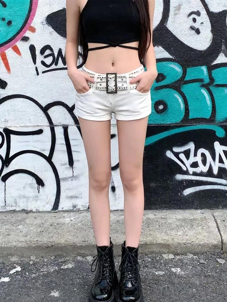 Short en Denim blanc pour femmes Y2k, pantalon court, Harajuku, esthétique, Vintage, taille basse, C