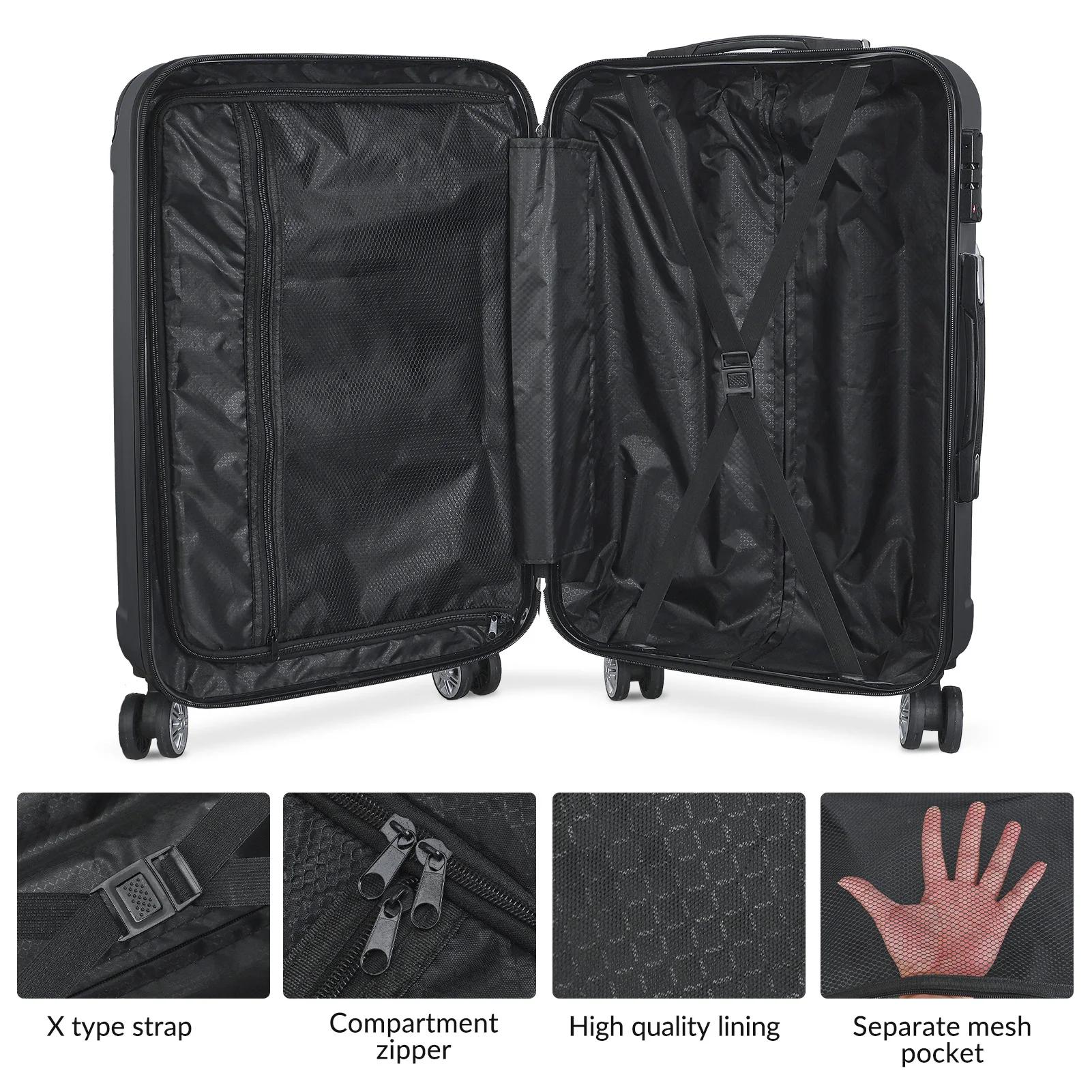 Ensemble de 3 valises Fangange, 20"24"28", coque rigide ABS, ensemble de bagages de voyage à 4 roues