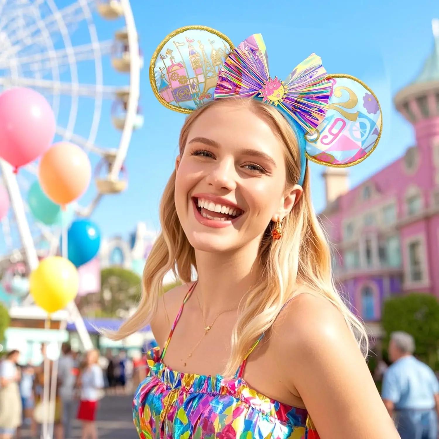 Bandeaux d'oreille Mickey Mouse pour Halloween, bandeaux de soleil colorés, accessoires de cheveux p