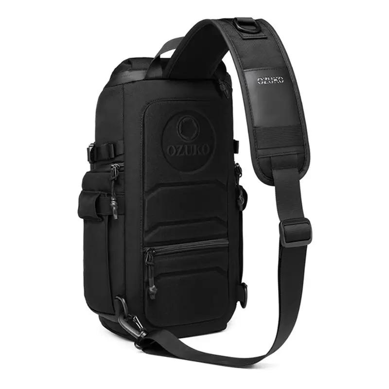 OZUKO hommes sacs de poitrine Sports de plein air tactique bandoulière sacs à bandoulière mâle étanc