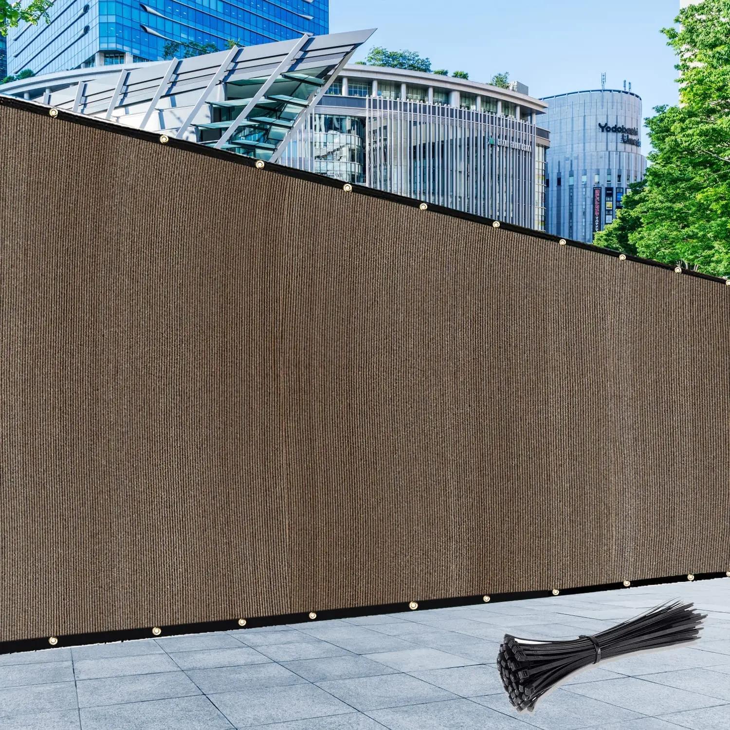Filet d'ombrage en maille marron pour clôture de Patio Screen-160GSM, tissu en maille pour pare-bris