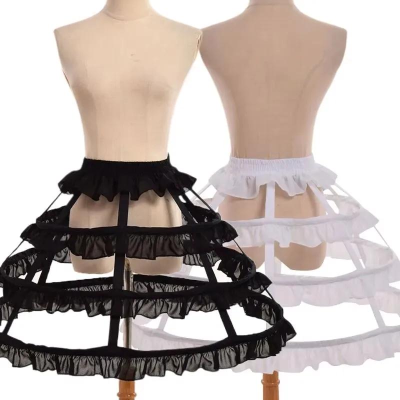 Femmes filles Lolita creux feuille de Lotus dentelle Cage à oiseaux os de poisson jupe Cosplay robe 