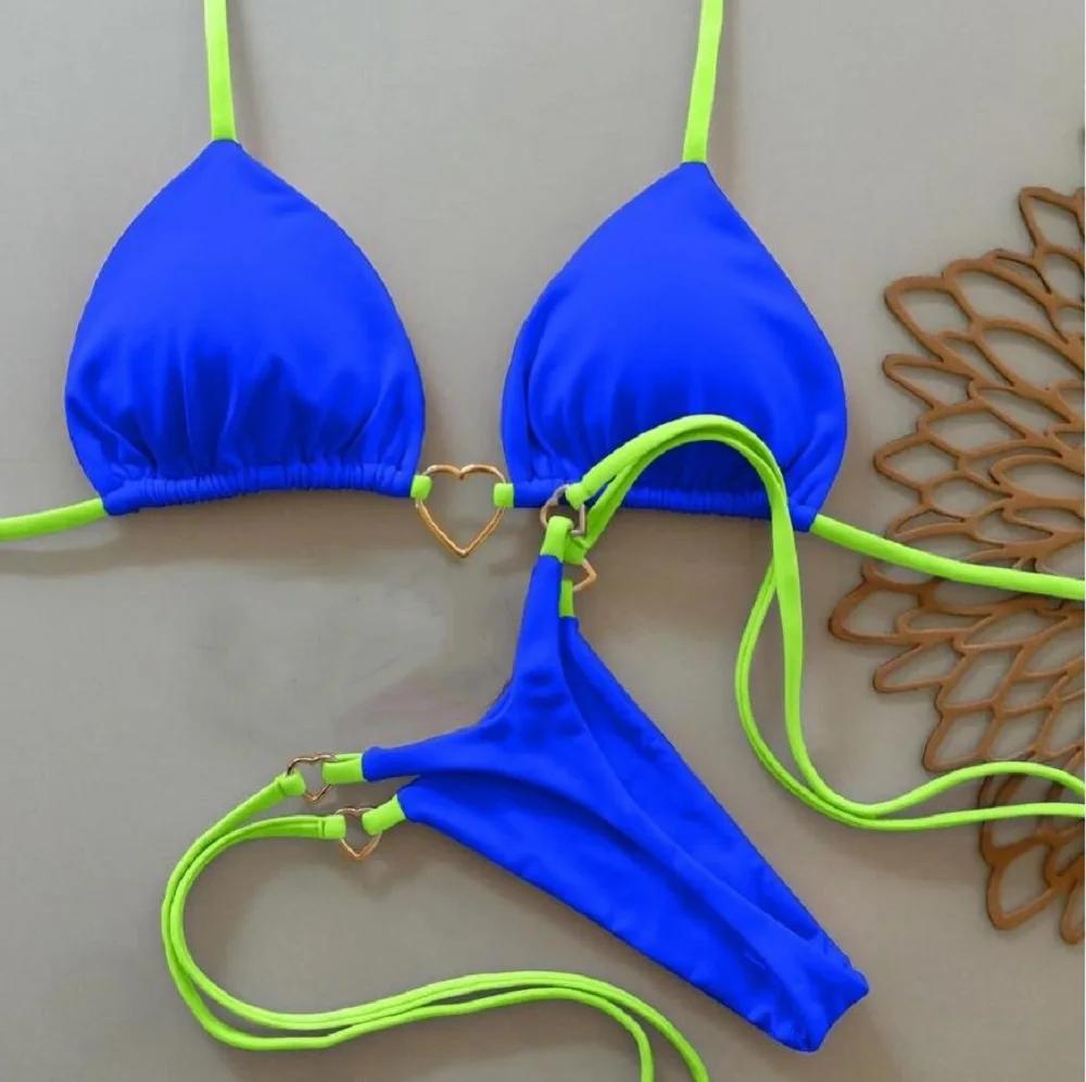 RUOTONSEPT-Maillot de bain deux pièces sexy pour femme, bikini brésilien, couleur unie, col licou, t