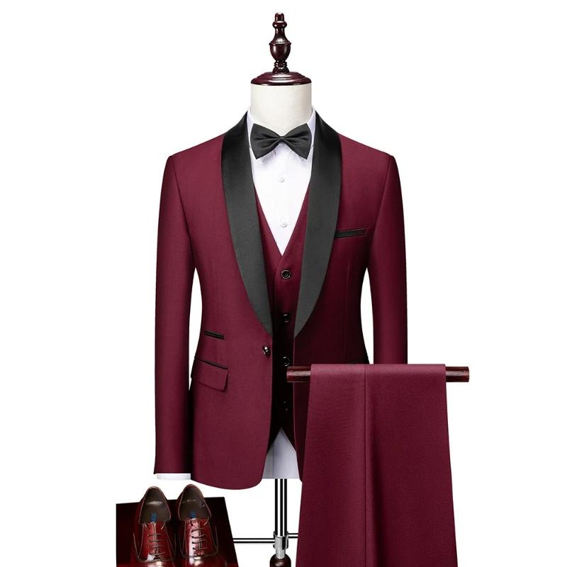 Costume 3 pièces pour homme, taille US, col à revers noir, veste, gilet et pantalon / Tenue de cérém