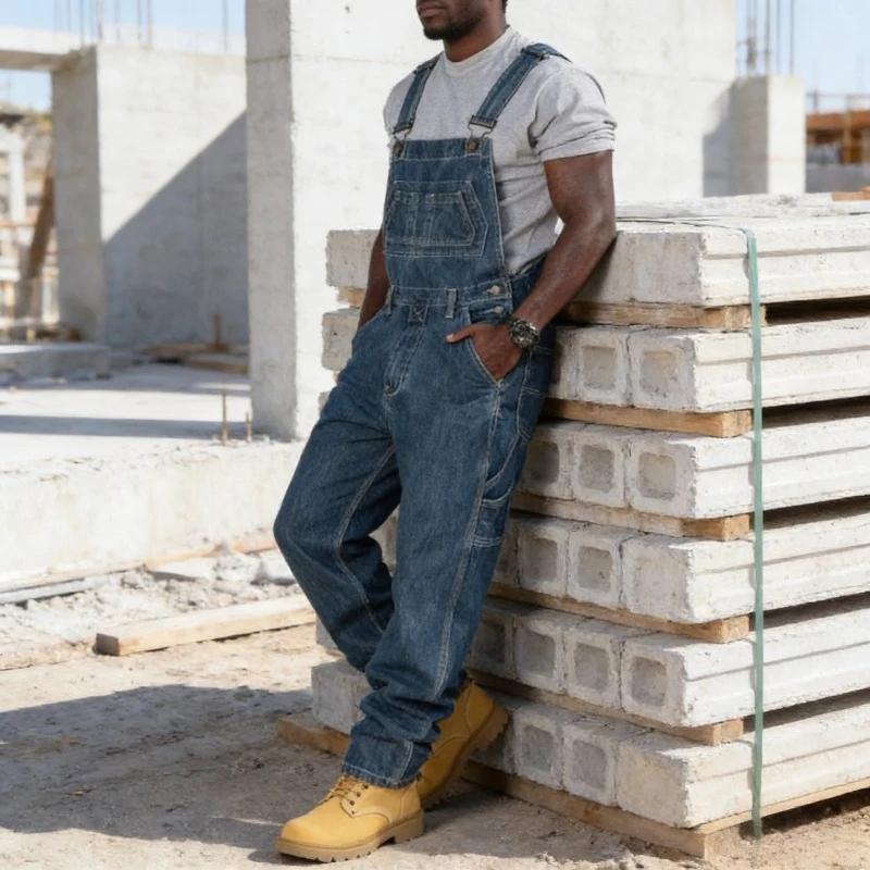 Salopette en jean déchiré pour homme – Style urbain vintage décontracté, durable et audacieux