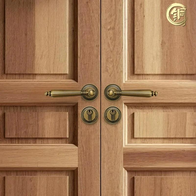 Serrure de porte intérieure française, luxe léger, double porte, chambre, salle de conférence, burea