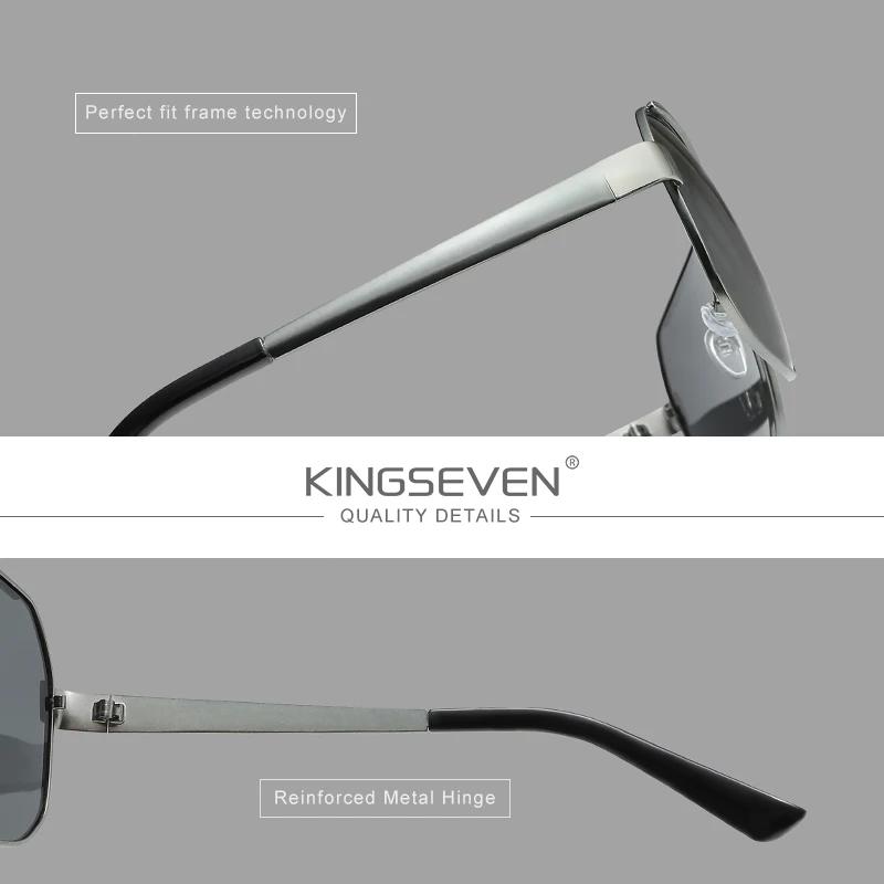 KINGSEVEN Lunettes de soleil de luxe modernes pour hommes et femmes, polarisées UV400, monture large