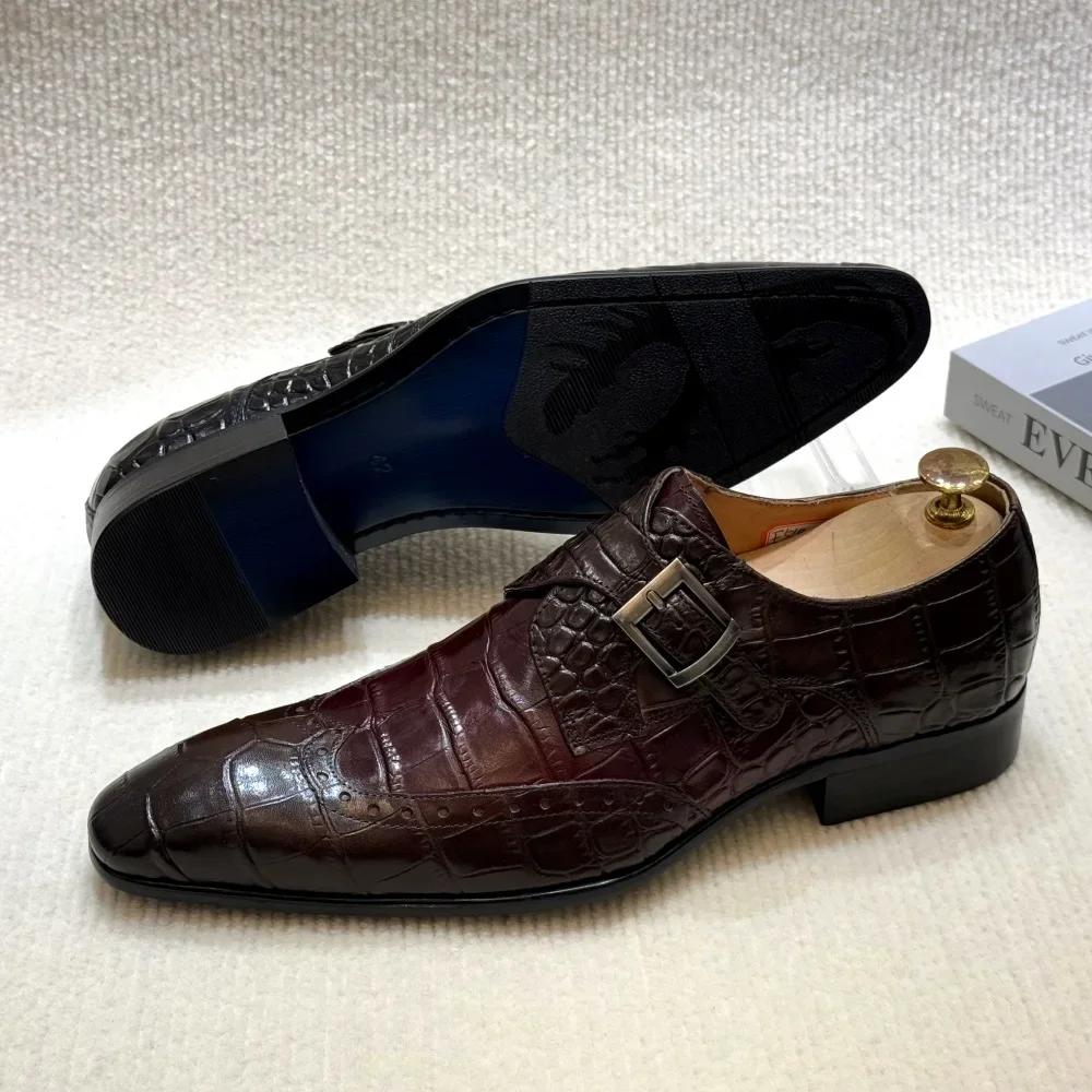 FELIX CHU mocassins formels à enfiler en cuir véritable pour hommes, chaussures de robe de mariée ri