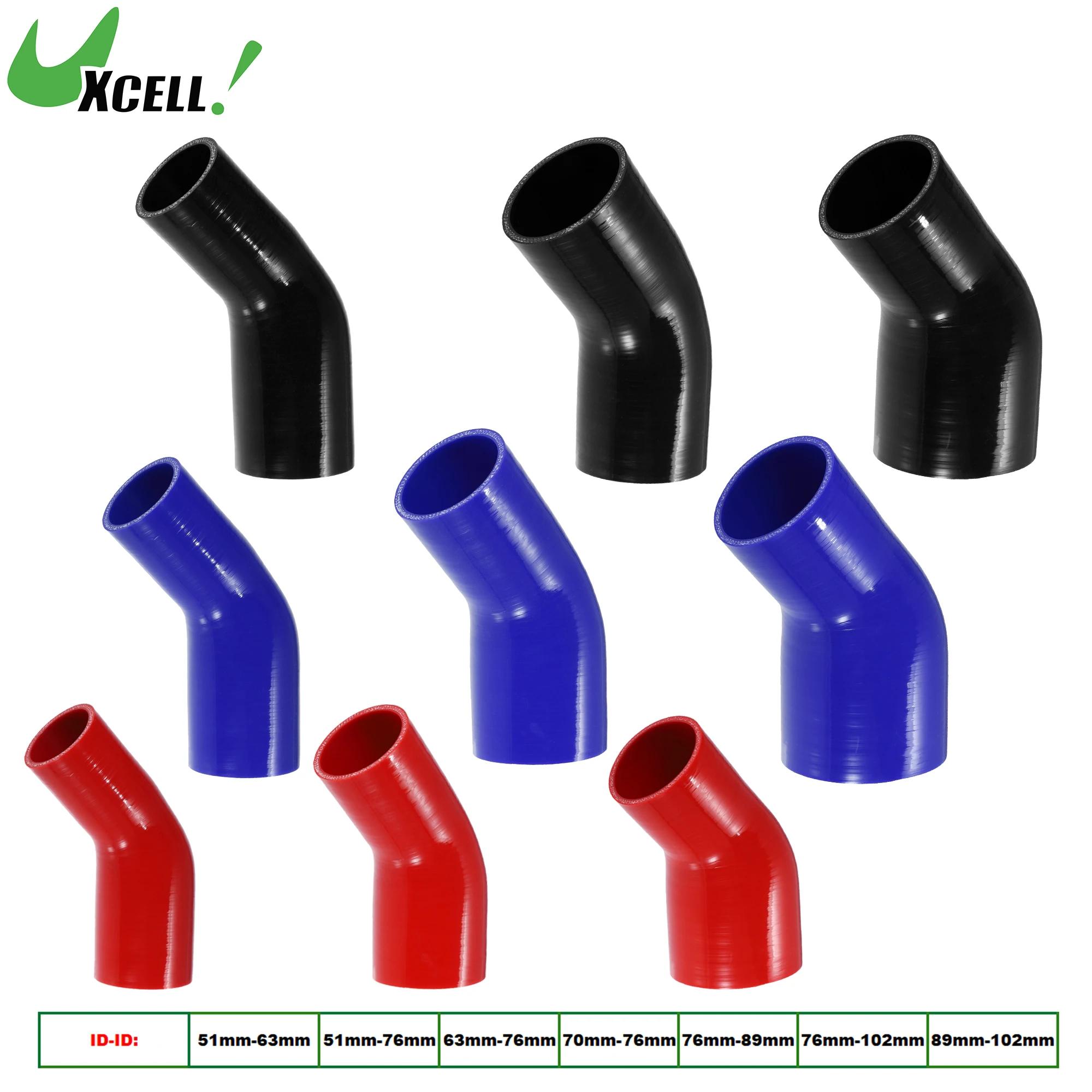 UXCELL 45 degrés 51mm-63mm 70mm-76mm ID 4 plis réducteur de coude de voiture coupleur de tuyau en Si