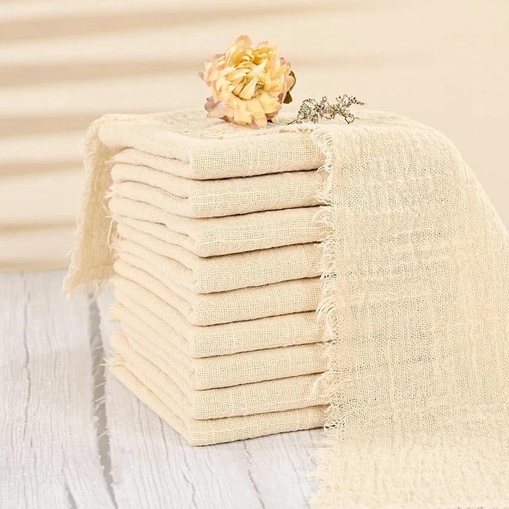 Serviettes en gaze de coton faites à la main, torchon réutilisable, fête de mariage, décor de table 