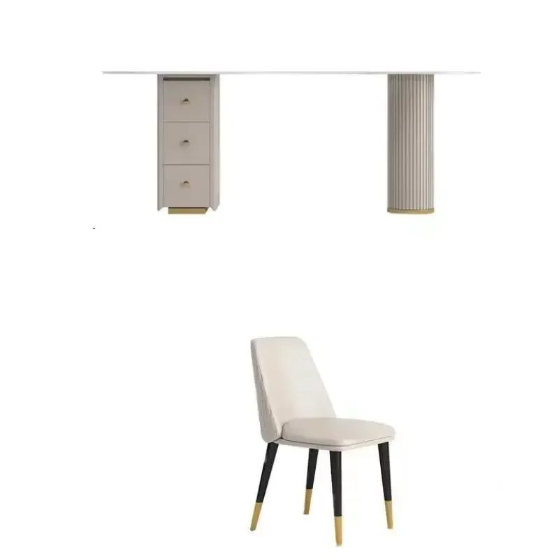 Une bureau d'ordinateur de bureau irrégulier en dalle de roche de luxe légère, bureau design, salon 