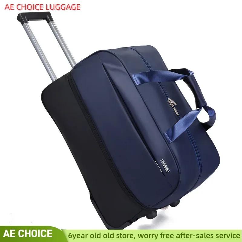 Valise de Voyage à Roulettes de Grande Capacité, Bagage à Roulettes Imperméable en Tissu Oxford, à D