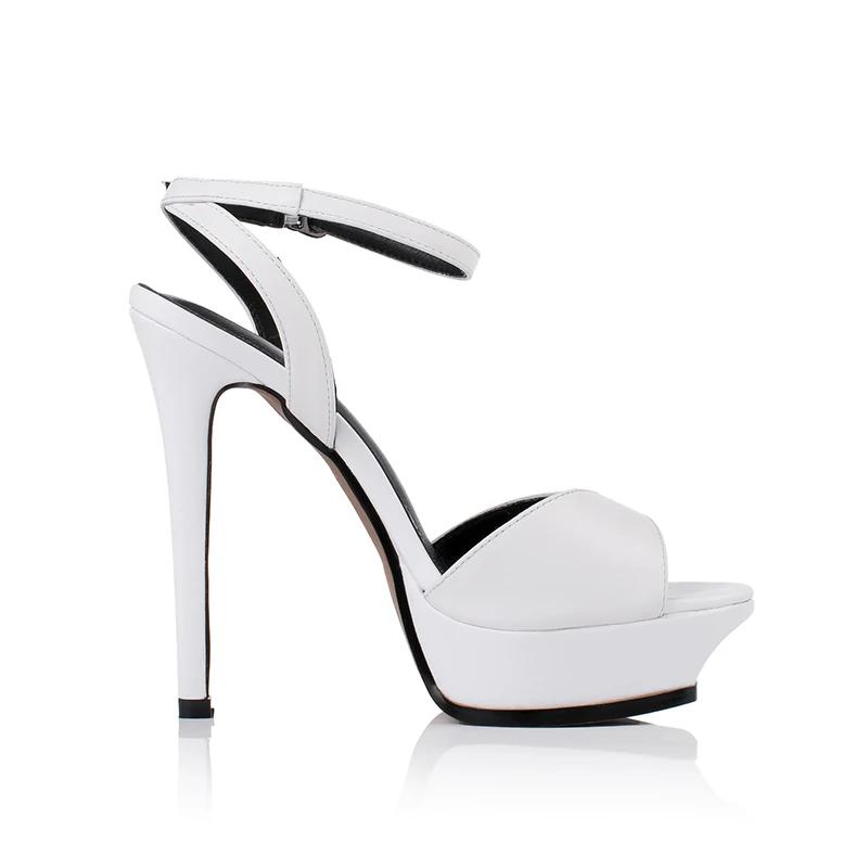 Arden Furtado 2025 été blanc peau de vache plate-forme Peep toe chaussure chaussures de mariage bout