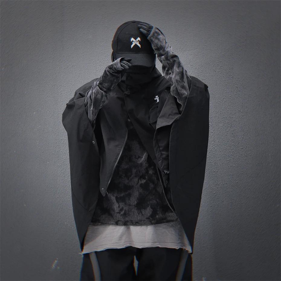 Techwear-Veste à Capuche Fonctionnelle pour Homme, Coupe-Vent Vintage, Streetwear, Hip Hop, Harajuku