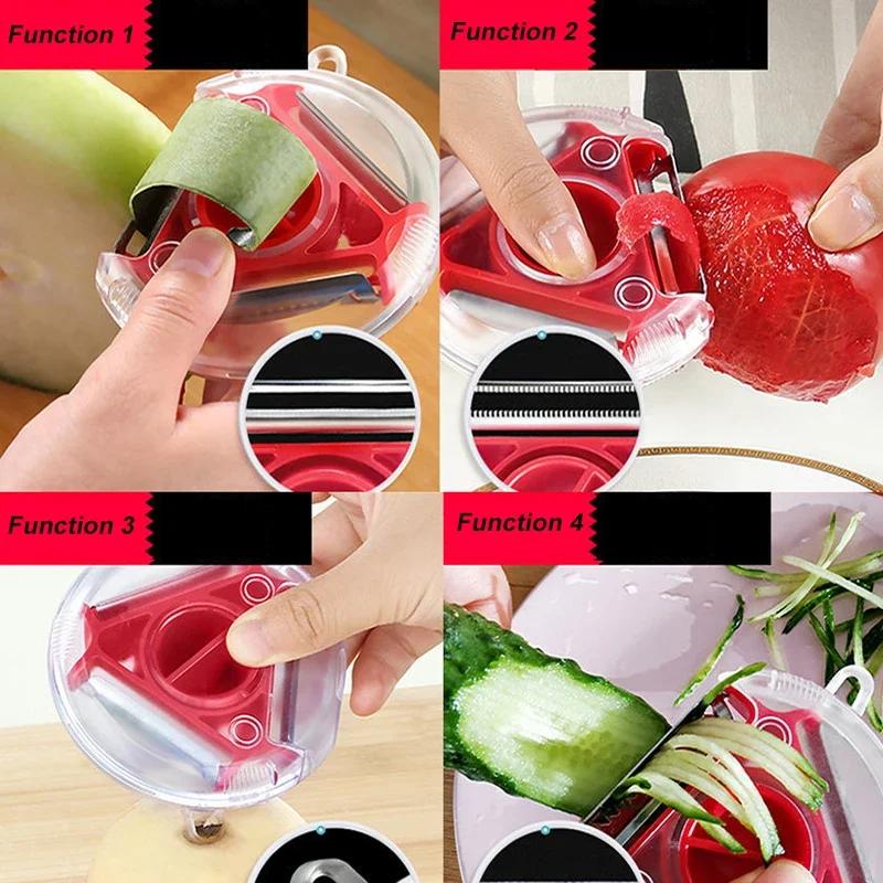 Éplucheur de Fruits et légumes multifonctionnel 3 en 1 en acier inoxydable, broyeur, artefact d'éplu