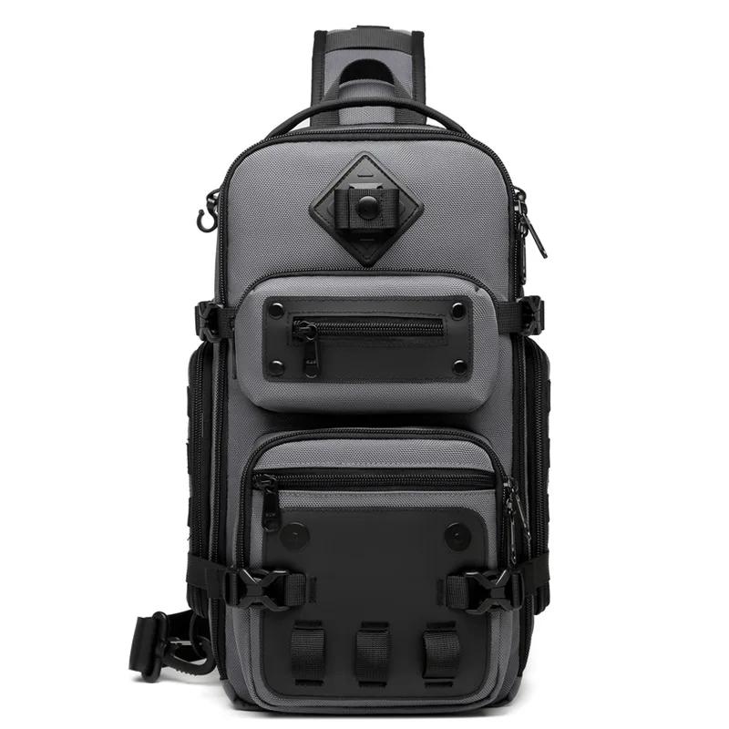 Ozuko sacs de ventre sac de poitrine pour hommes en plein air tactique une épaule sac à bandoulière 