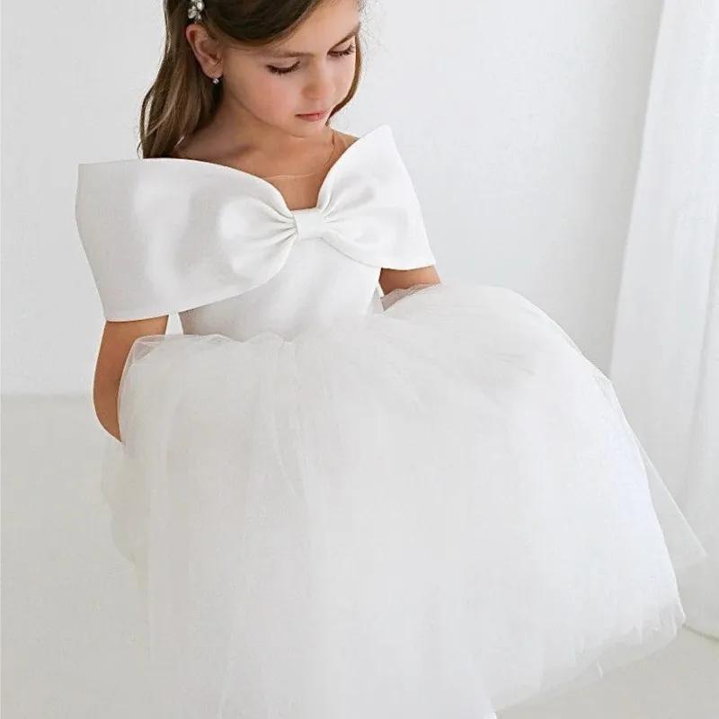 Robe Tutu Princesse à Nœud pour Bébé Fille, Épaules Dénudées, Élégante en Tulle, pour Mariage, Anniv