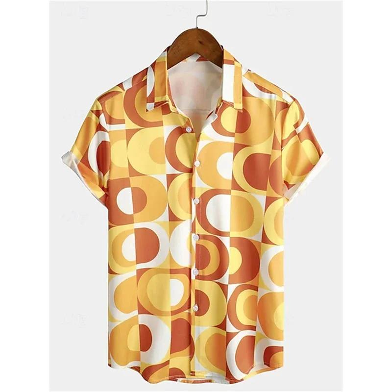 Chemise à manches courtes pour hommes, rétro classique des années 70, décontractée, avec boutons à r