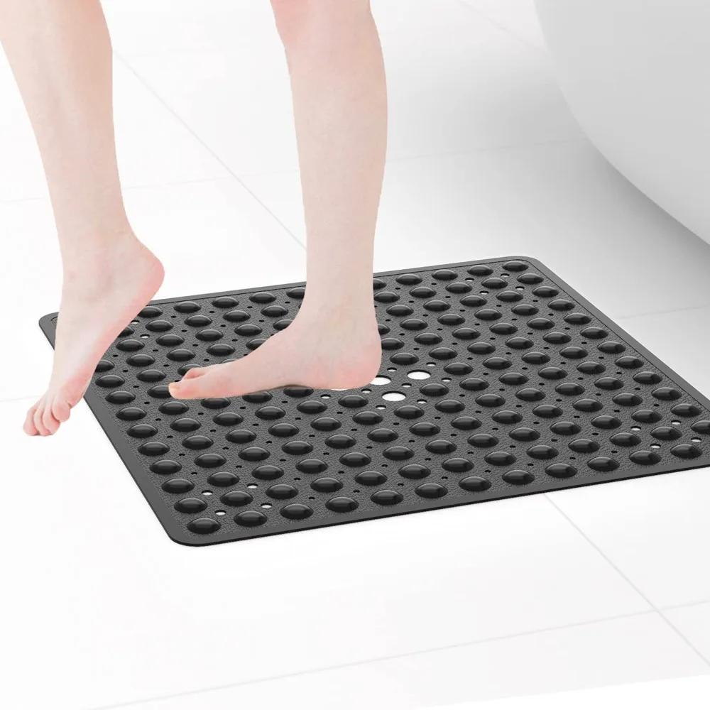Tapis de douche antidérapant en PVC, 53x53cm, ventouse, tapis de bain carré, tapis de sol de douche,