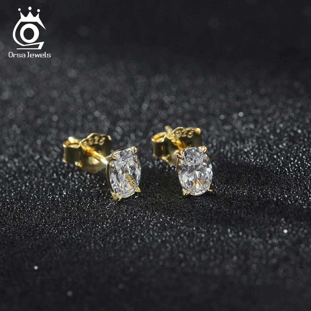 ORSA JEWELS exquis 925 boucles d'oreilles en argent Sterling Zircon pour les femmes brillant 8A Prem