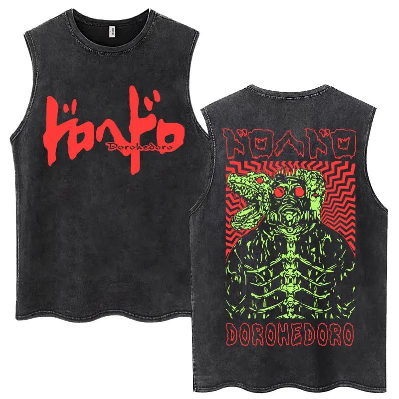 Anime Dorohedoro Kaiman Vintage lavé débardeurs Harajuku Manga sans manches T-shirt hommes femmes mo