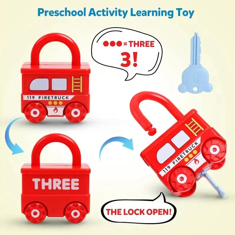 Puzzle éducatif en forme de voiture, jouet de verrouillage assorti avec clé pour enfants, jeu de dév