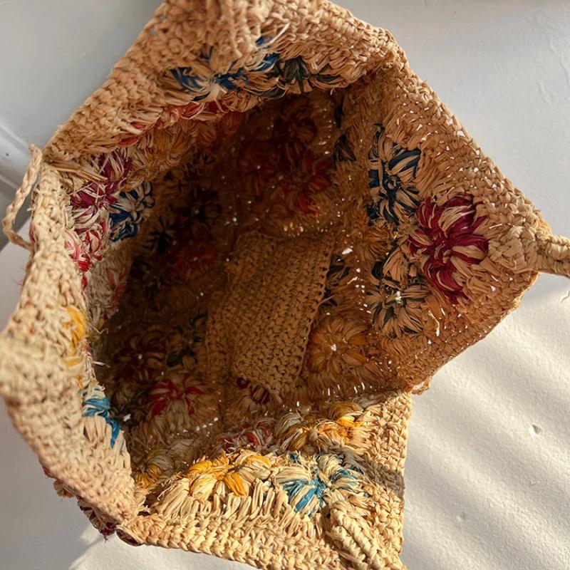 Sac de plage tissé de luxe haut de gamme pour femme, fait main au crochet, grande capacité, élégant 