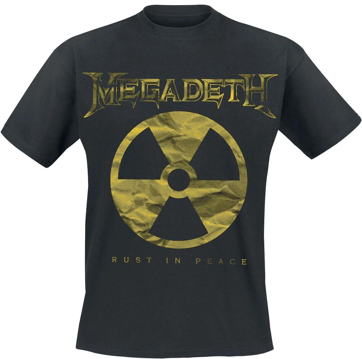 T-shirt imprimé avec symbole de rayonnement Megadeth Rust in Peace, t-shirt neutre décontracté 100% 