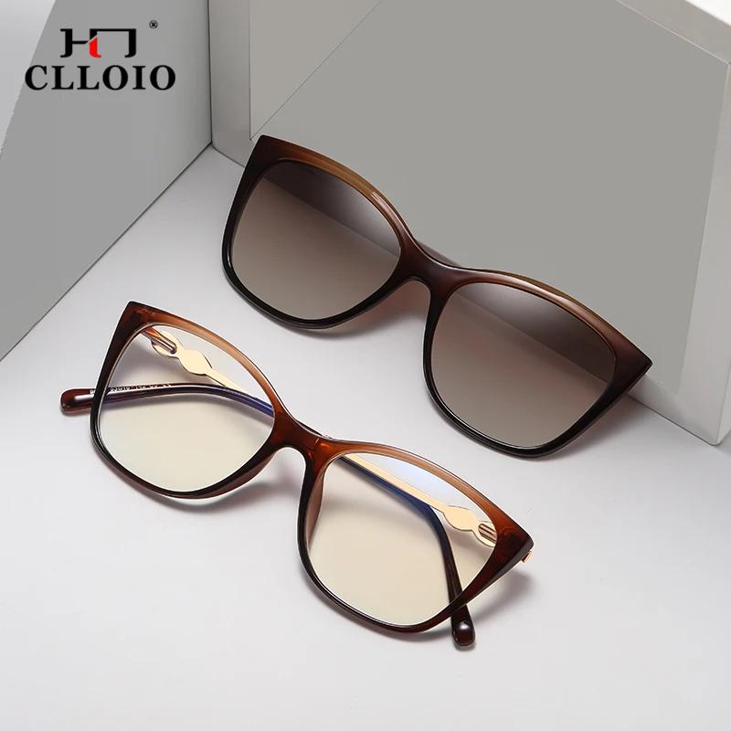 CLLOIO pince magnétique sur lunettes de myopie optique femmes conduite lunettes de soleil polarisées