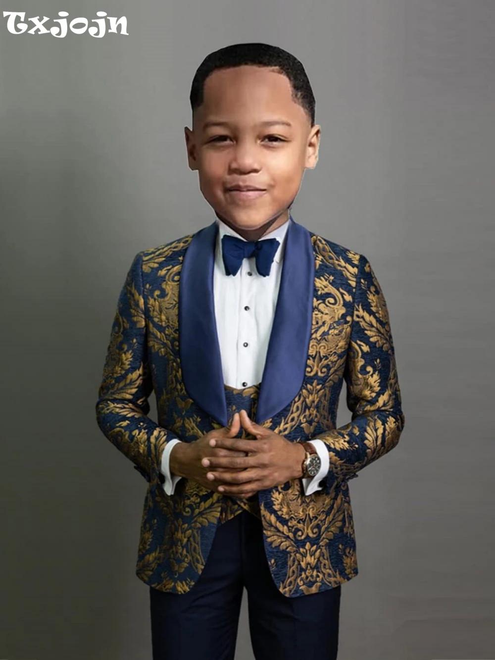 Txjojn 4 pièces ensemble de costume habillé coupe ajustée pour Occasion formelle beaux garçons ensem