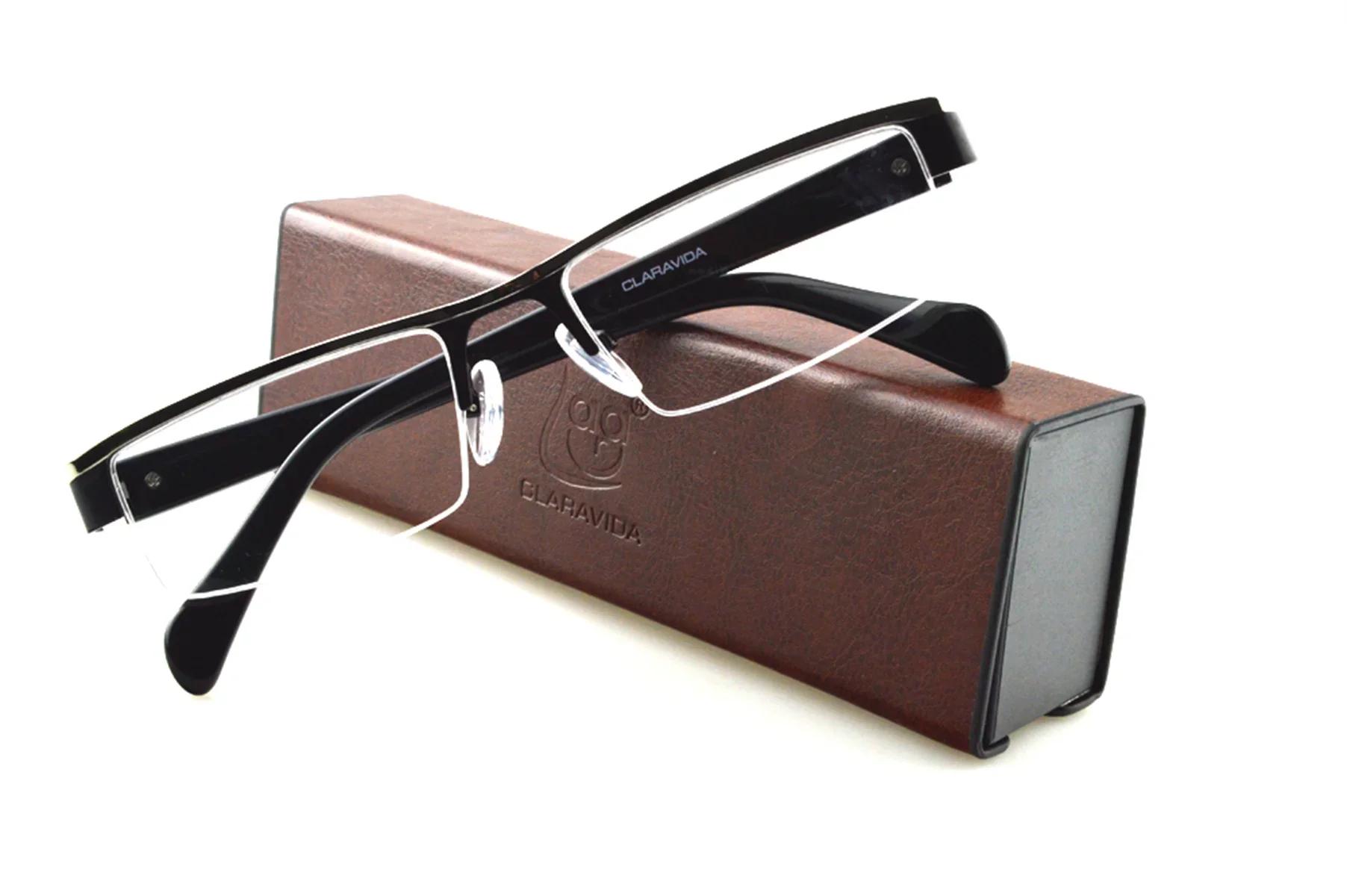 Lunettes de lecture à revêtement multicouche demi-jante en alliage de titane, style professionnel, 0
