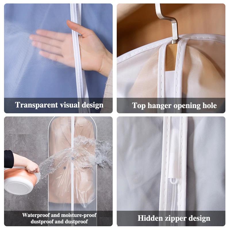 Sac de protection de vêtement anti-poussière, housse de vêtements entièrement fermée avec fermeture 