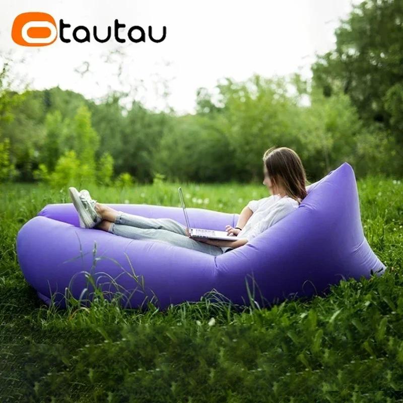 OTAUTAU Ultra léger oreiller Style paresseux canapé gonflable Portable pliable sac de couchage lit S