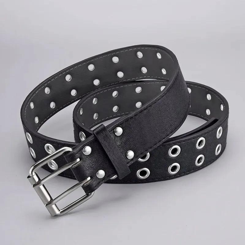 Ceinture tendance Simple à Double trou pour hommes et femmes, 1 pièce, Style Punk Hip Hop Rock, sous