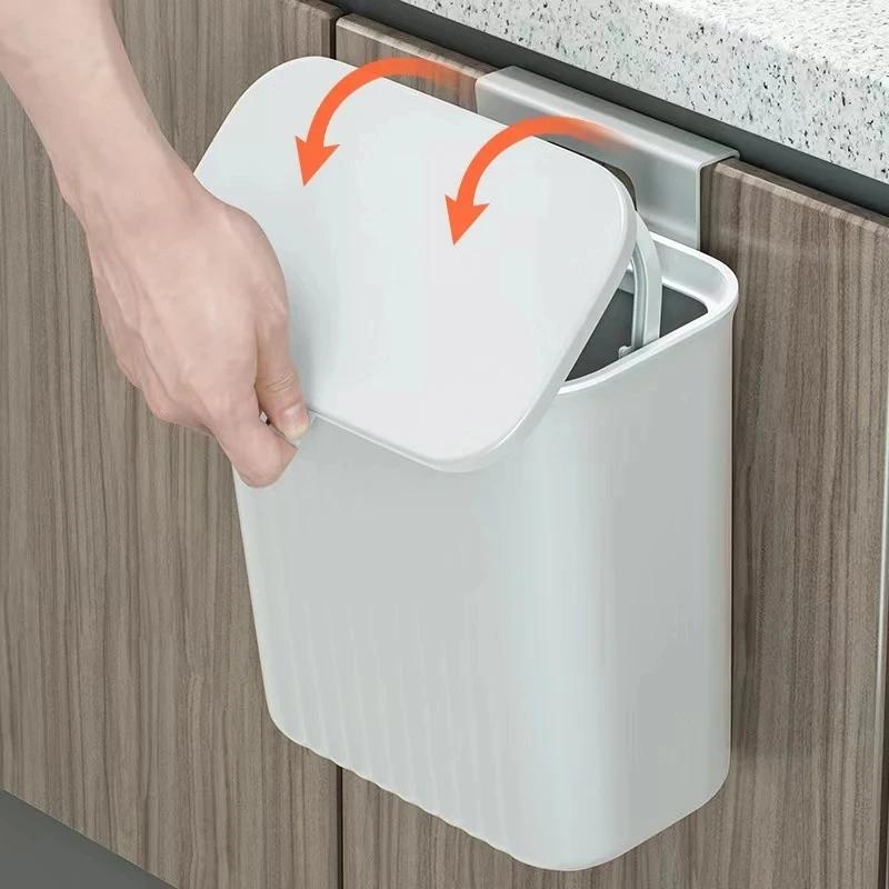 Poubelle suspendue avec couvercle, grande capacité, cuisine, recyclage, panier poubelle, porte d'arm