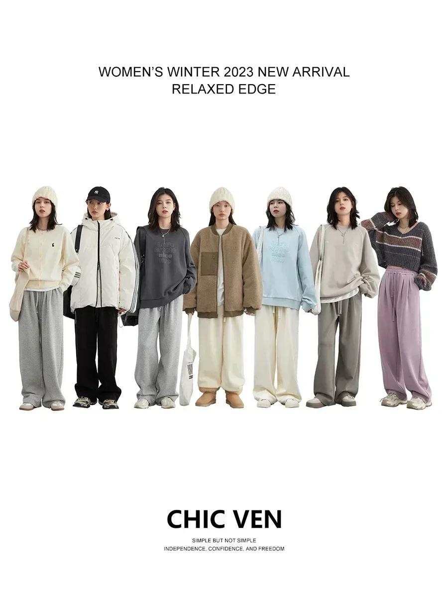 CHIC VEN pantalon femme Streetwear solide ample nouveau cordon sport pantalon décontracté taille hau