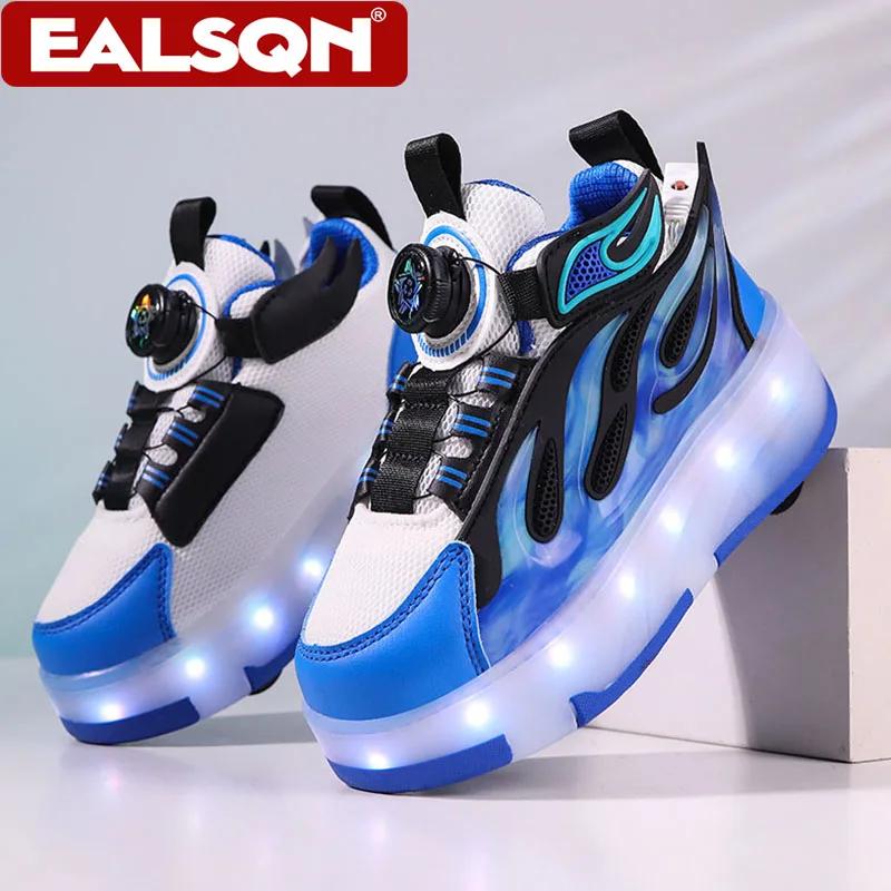 Chaussures de roller à quatre roues avec lumières LED pour enfants, garçons et filles, baskets lumin