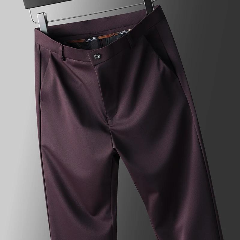 Pantalons décontractés d'affaires extensibles à quatre voies pour hommes, pantalons habillés printem