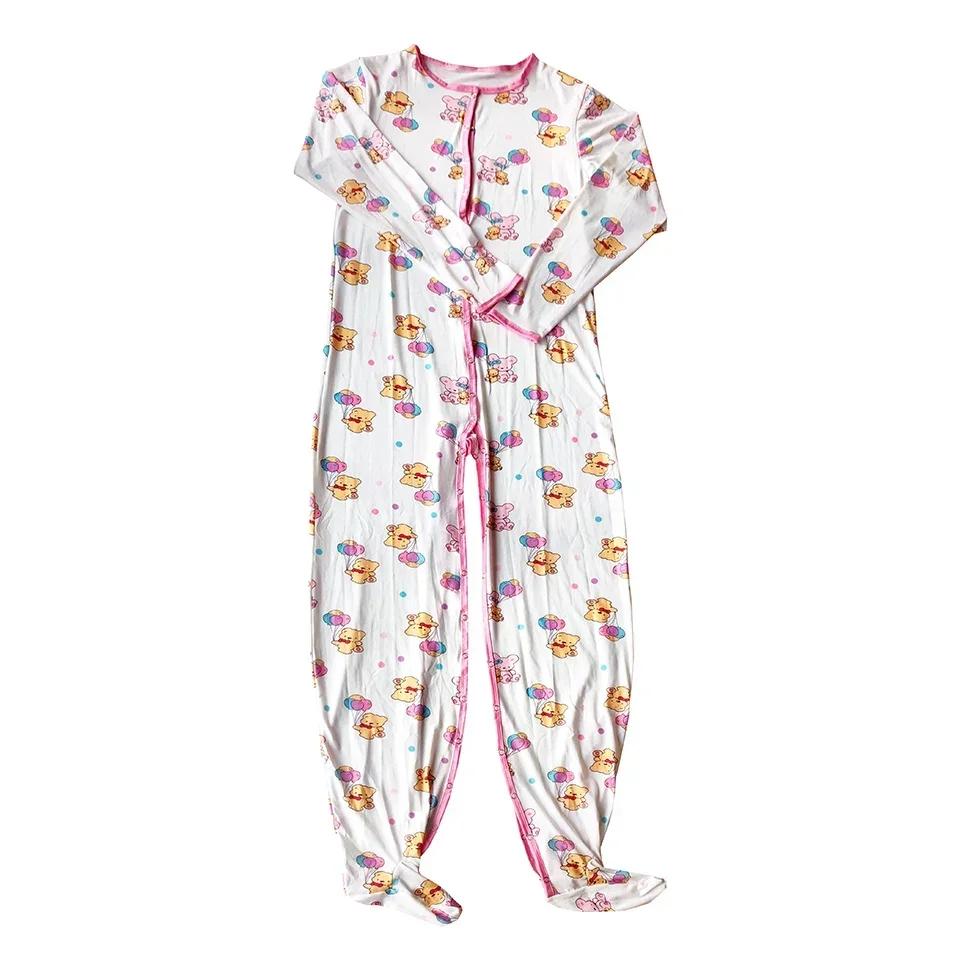 Adulte Onesie pyjamas longue combinaison pour adulte bébé Snap entrejambe barboteuse vêtements de nu