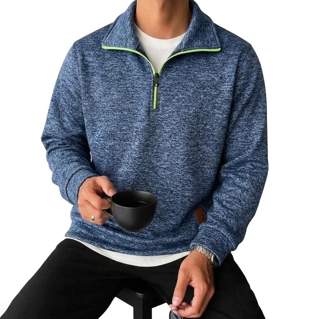 Sweat-shirts à manches longues pour hommes, à demi-zip, unis, de luxe, à capuche zippée, décontracté