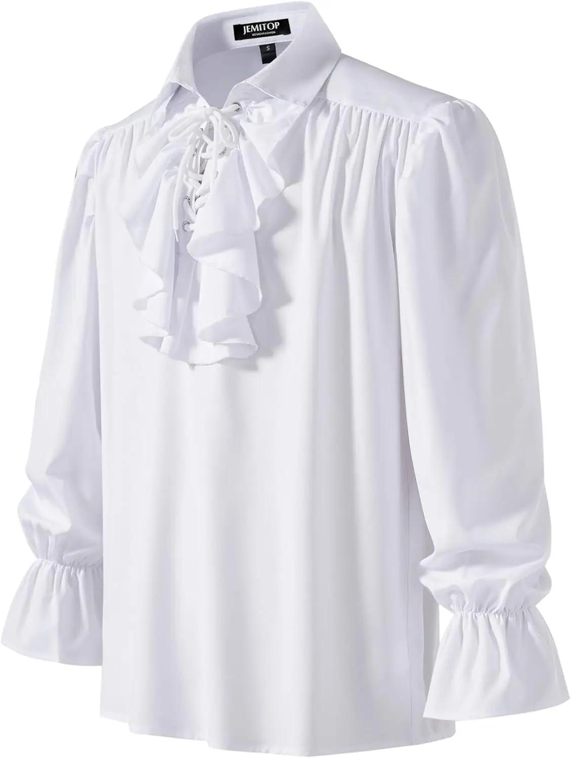 LisdinoJEMITOP hommes Pirate Vampire chemise à volants manchette élastique poète victorien Steampunk