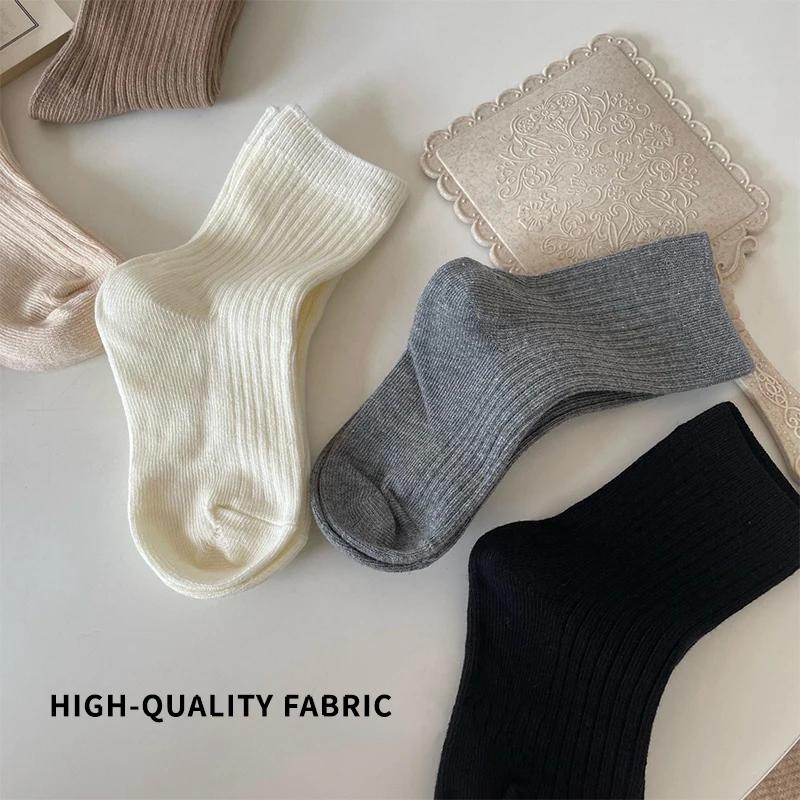 5 paires chaussettes mi-mollet pur coton unie garçon - Confortables respirantes mode usage quotidien