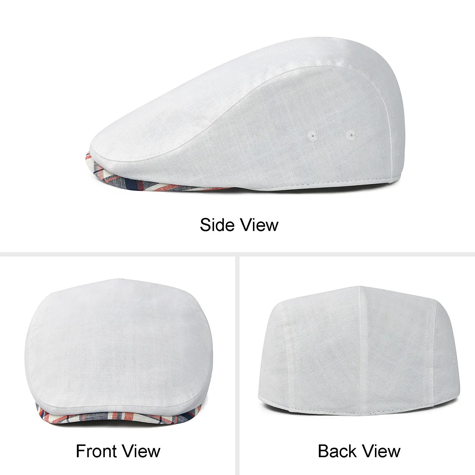 Casquette plate en lin 100 % pour homme JGNGOUL, style Gatsby, pour l'été, conduite, décontractée, f