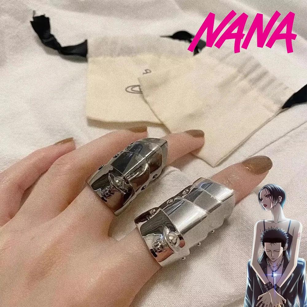 Anneaux de doigts en métal pour cosplay d'anime Oosaki Nana, armure de doigts, hip hop, argent noir,