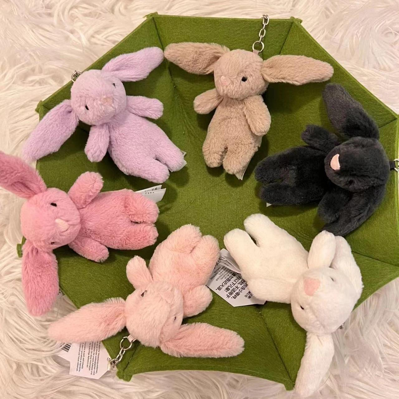 Porte-clés lapin de dessin animé, animaux en peluche, pompon d'amour, bibelot, jouet pour fille, sac