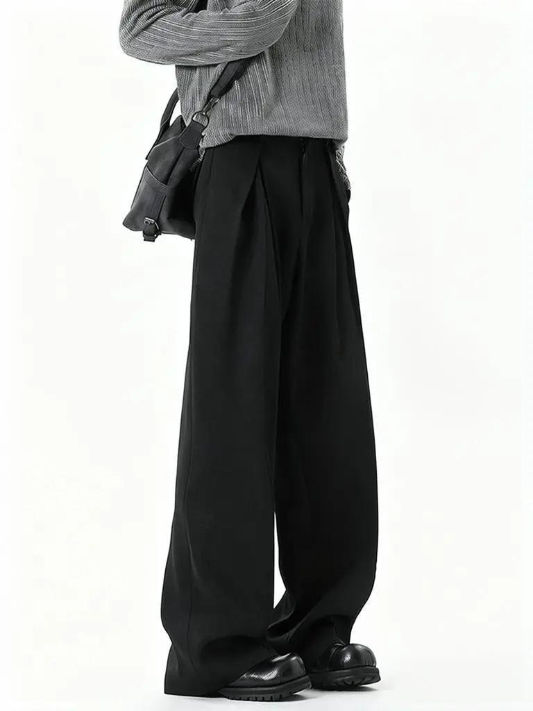 Pantalon décontracté streetwear à jambe large pour homme, style Harajuku, coupe évasée, noir, de hau