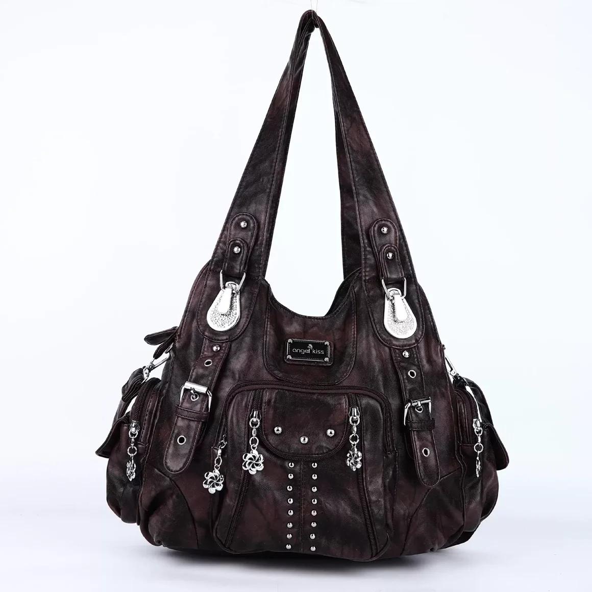Sac vintage pour femmes, sacs à main tendance en cuir PU, sacs à bandoulière, sacs fourre-tout grand